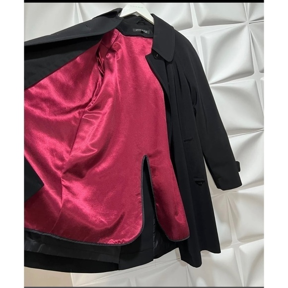 Anne Klein Womens Sz 10 Long Black Satin Lined Coat Removable Lining RARE - Picture 5 of 9